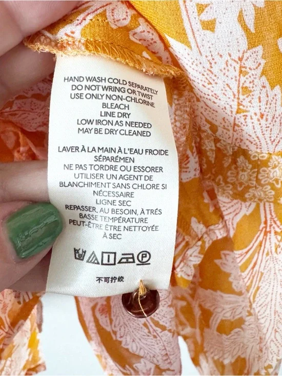 Anthropologie Mia Tiered Boho Ruffle Peasant Tunic Top - Yellow Floral - Picture 8 of 12